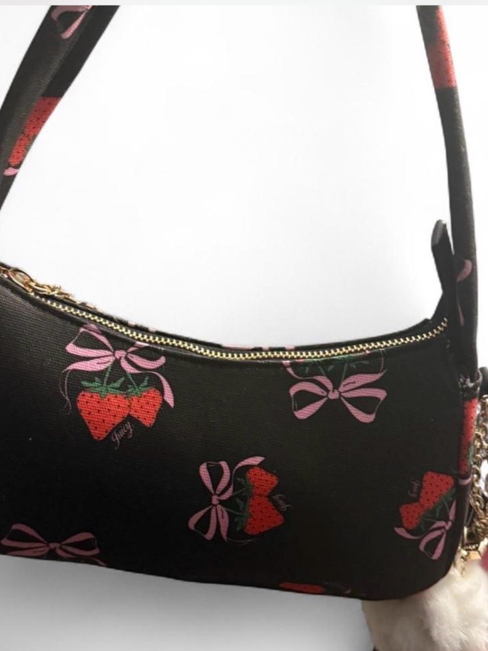 NWT Juicy Couture Strawberry Bow Shoulder Bag w/ Dog Charm Y2K Coquette